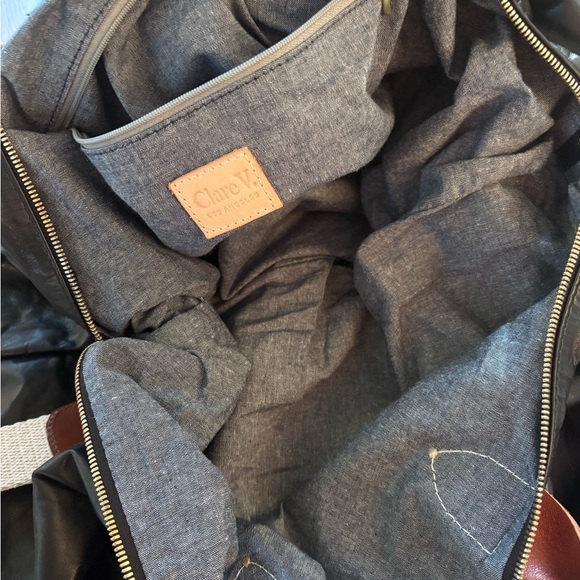 Clare V Weekender Black Leather Rustic Trim NWT - Picture 12 of 13